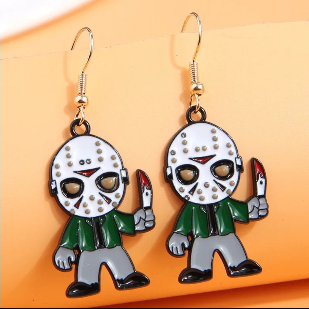 3 For $35 Jason VorHees Horror Character Halloween Drop Earrings Friday The 13th